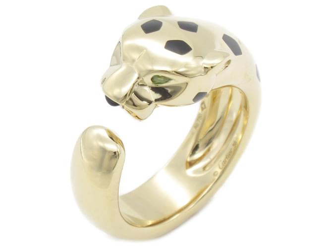 Cartier Panthere Tsavorite Onyx Lacquer Ring Black Golden Green Yellow gold  ref.1524574