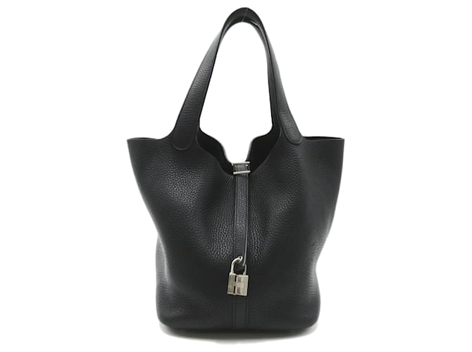 Hermès Hermes Picotin Lock MM Handbag Black Leather  ref.1524585