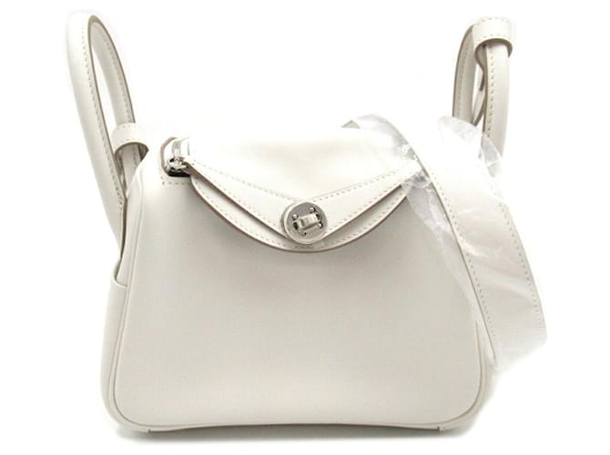 Hermès Bolsa de Ombro 2 em 1 Hermes Lindy Verso Branco Couro  ref.1524592