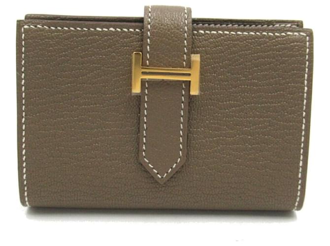 Hermès Hermes Bearn Business Card Holder in Gray Brown Diamond  ref.1524594