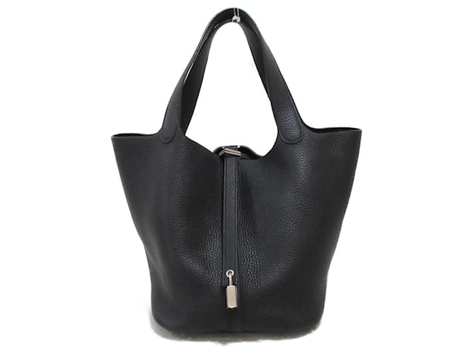 Hermès Sac à main Hermes Picotin Lock MM Noir Cuir  ref.1524600