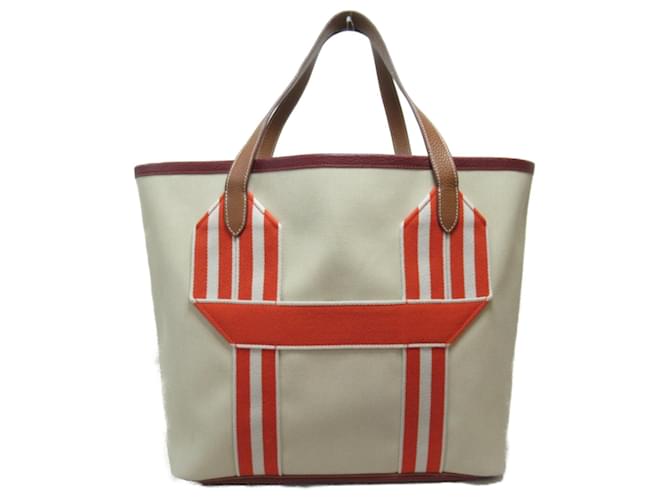 Bolso Tote Bursangre de Hermès Beige Naranja Paño  ref.1524604