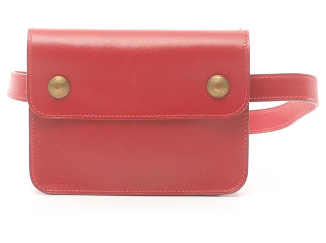 Hermès Riñonera de cuero de ternera roja Hermes Becerro  ref.1524615