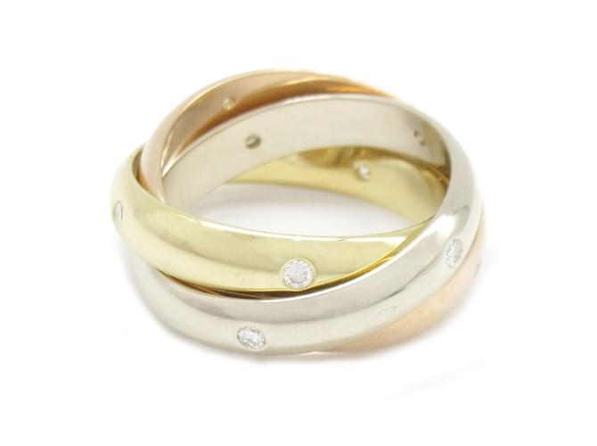 Anel Trinity da Cartier com diamantes Ouro branco Ouro amarelo Ouro rosa  ref.1524618