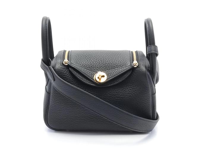 Bolso de Hombro Lindy de Hermès Negro Cuero  ref.1524623