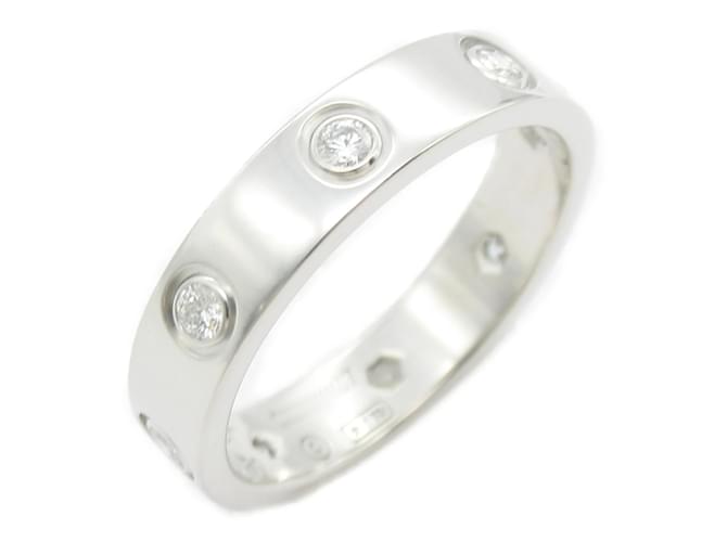 Anel Cartier Love em ouro branco totalmente cravejado de diamantes  ref.1524636