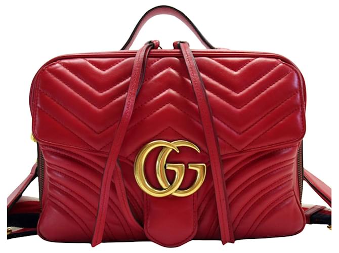 Gucci GG Marmont Roja Cuero  ref.1524930