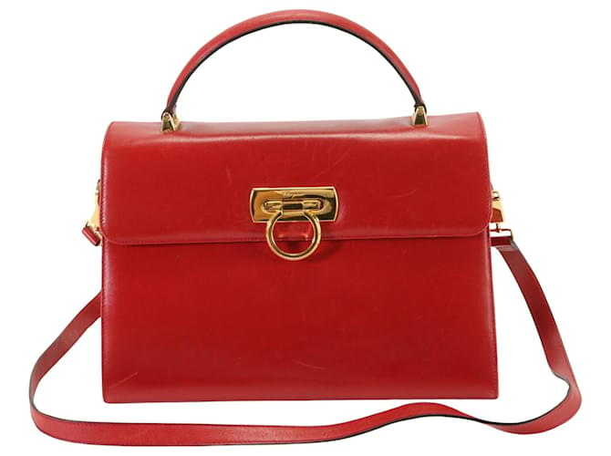 Salvatore Ferragamo Gancini Vermelho Couro  ref.1524979