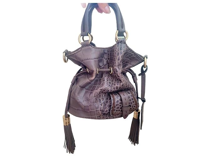 Premier Flirt Bolsa de mão Lancel 1º Flirt em couro com efeito croco taupe