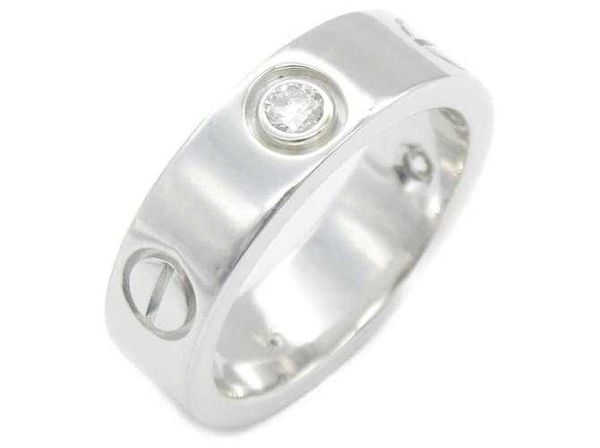 Anel Cartier Love 3P Diamante em Ouro Branco Dourado  ref.1525125