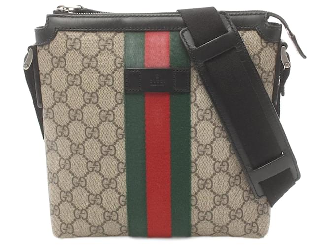 Bolso de Hombro Gucci GG Supreme Sherry Line Multicolor Beige Cuero Lienzo Plástico  ref.1525133