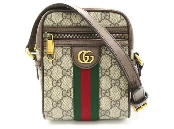 Gucci GG Supreme Shoulder Bag Brown Beige Leather Cloth Plastic  ref.1525135