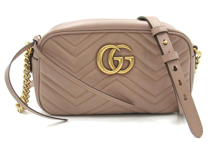 Bolsa de Ombro Gucci GG Marmont Bege Couro  ref.1525137