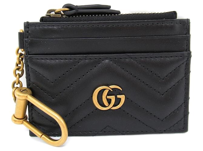 Estojo de cartão de visita em couro preto Gucci  ref.1525147