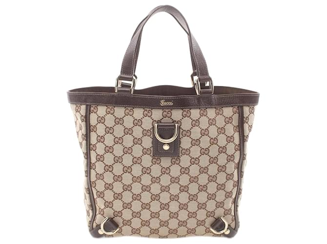 Sac fourre-tout Gucci Abby GG en toile Cuir Marron Beige  ref.1525149