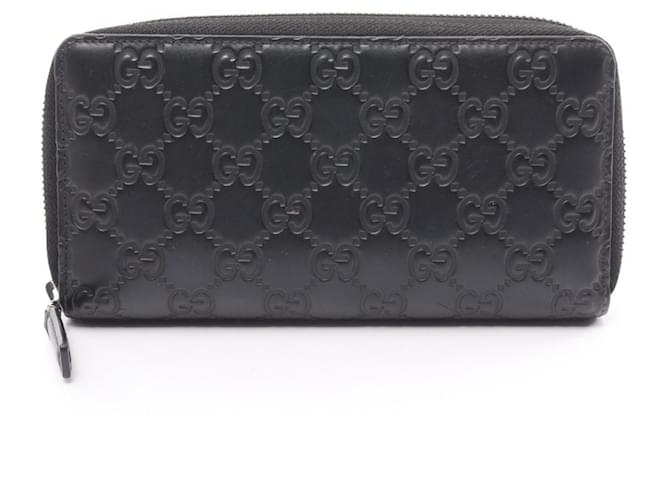 Cartera larga redonda Guccissima de Gucci Negro Cuero  ref.1525167