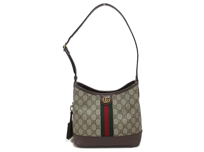 Bolso de hombro de lona recubierta beige y marrón Gucci Castaño Lienzo  ref.1525171