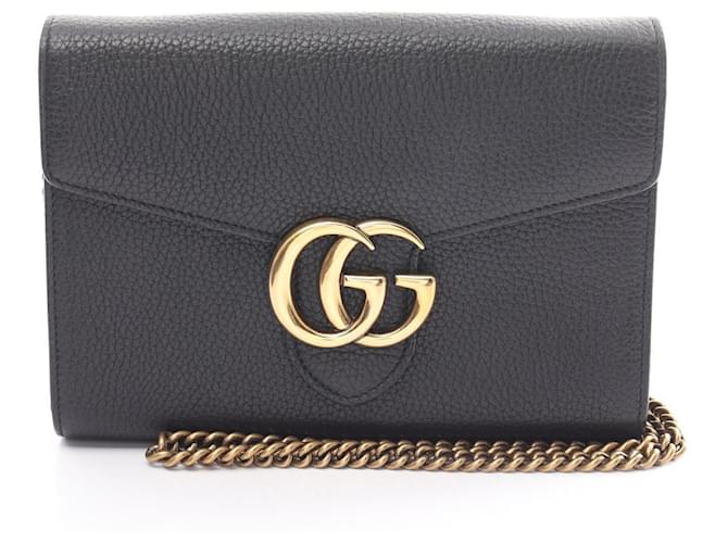 Gucci GG Marmont Leather Shoulder Bag Black  ref.1525172