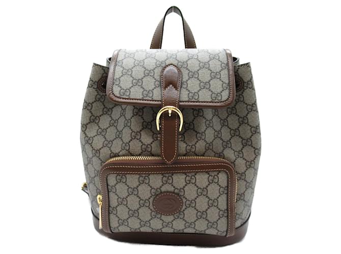 Gucci GG Supreme Backpack Bag Brown Beige Cloth  ref.1525174