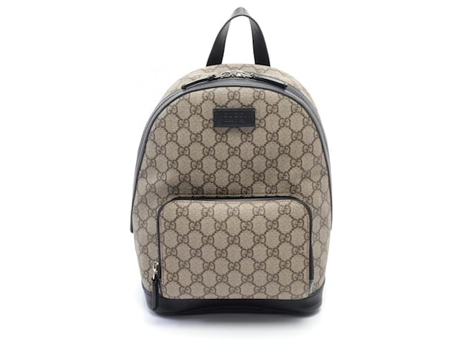 Gucci GG Supreme Small Rucksack Backpack Black Beige Leather Cloth  ref.1525181