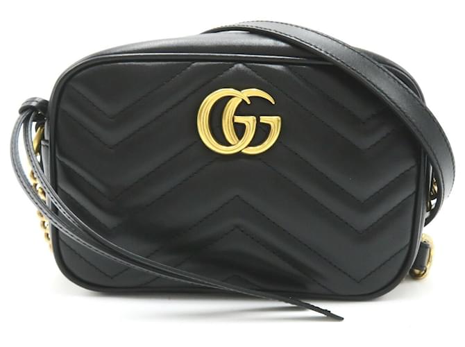 Gucci GG Marmont Quilted Shoulder Bag Black Leather  ref.1525183