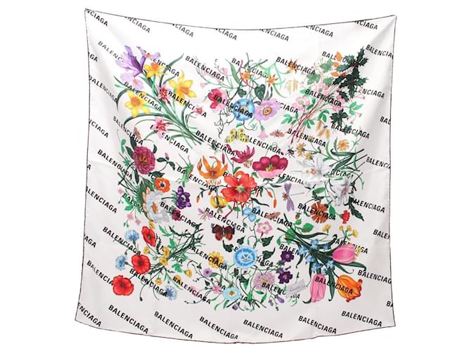 Gucci x Balenciaga The Hacker Project Flora Print Scarf White Multiple colors Silk  ref.1525198