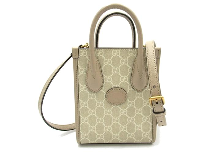 Bolso tote Interlocking G GUCCI Blanco Beige Lienzo  ref.1525205