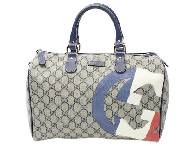 Sac à main Gucci GG Supreme Cuir Toile Plastique Bleu Multicolore Beige  ref.1525219