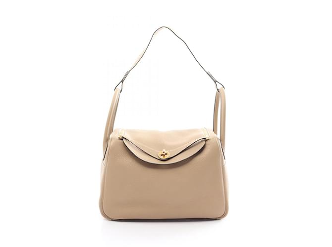 Hermès Bolso de Hombro Hermes Lindy 30 Trench Beige Cuero  ref.1525231