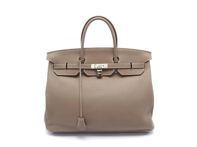 Sac à main Hermès Birkin 40 Etoupe Cuir Beige  ref.1525233