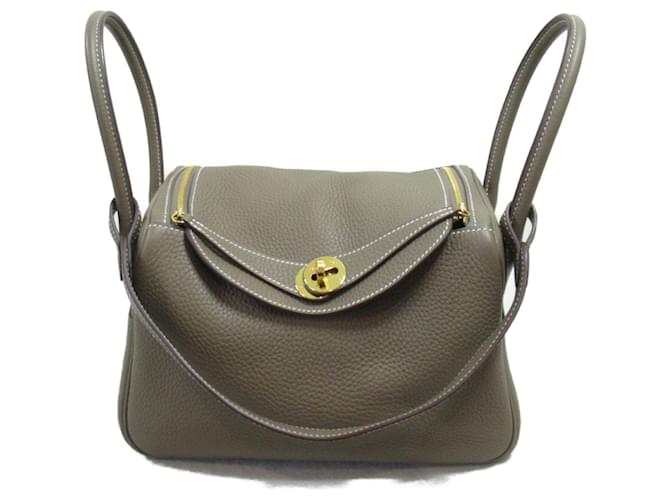 Hermès Bolso de Hombro Hermes Lindy 26 Etoupe Castaño Gris pardo Cuero  ref.1525239