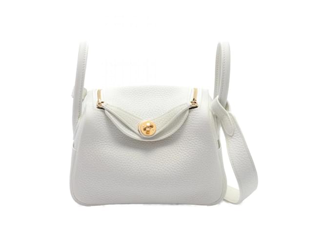 Hermès Nova bolsa de ombro Hermes Lindy branca Branco Couro  ref.1525245