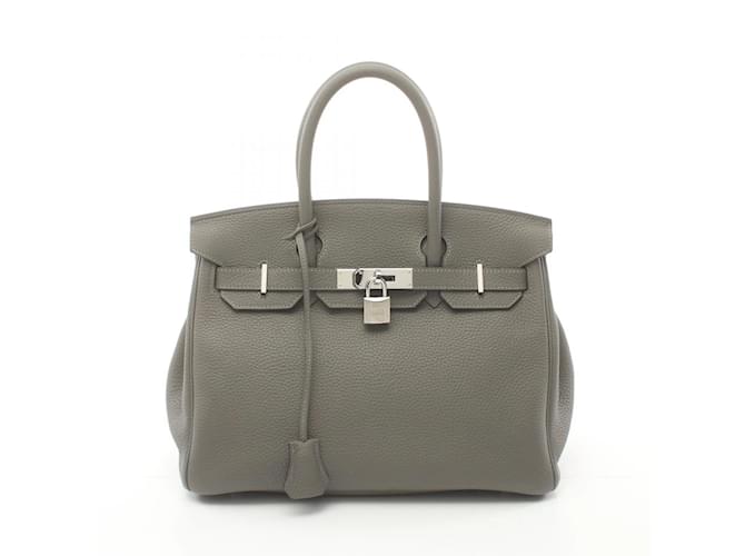 Sac à main Hermès Birkin 30 en gris Cuir Marron  ref.1525253