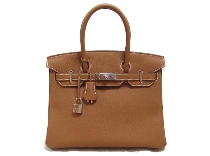 Bolsa Hermès Birkin 30 dourada Marrom Dourado Couro  ref.1525265