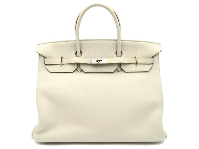 Bolsa Hermès Birkin 40 em couro Togo branco  ref.1525268