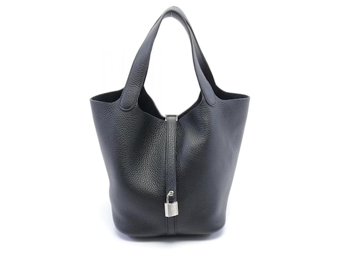 Hermès Sac à main Hermes Picotin Lock MM Cuir Noir  ref.1525272