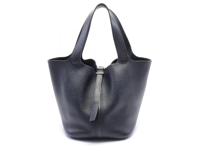 Hermès Bolsa Hermes Picotin MM Preto Couro  ref.1525273