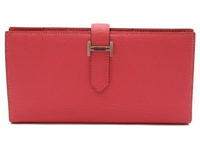 Carteira longa Soufflet Bearn da Hermès em rosa Diamante  ref.1525274