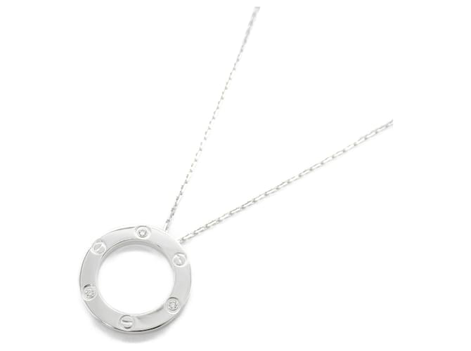 Colar Cartier Love Circle 3PD Ouro branco  ref.1525291