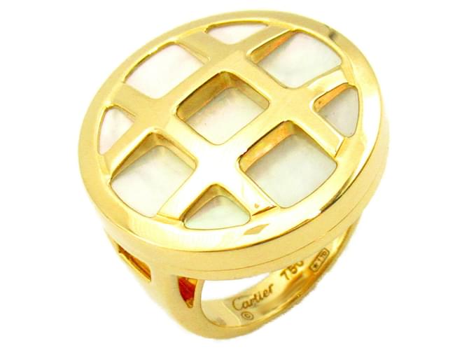 Anillo Cartier Pasha Grid Shell Blanco Oro amarillo  ref.1525309