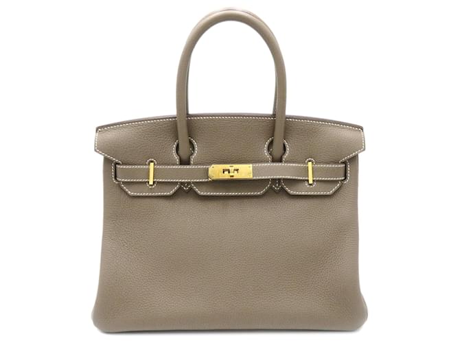 Hermès Hermes Birkin 30 Handbag in Gray Togo Leather Brown  ref.1525313