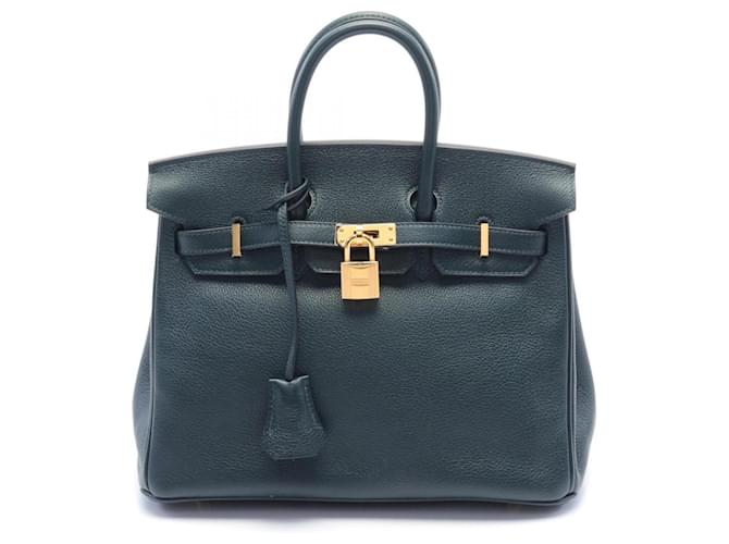 Hermès Bolso Hermes Birkin 25 Vert Rousseau Verde Cuero  ref.1525314