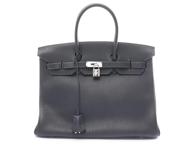 Hermès Hermes Birkin 35 Blue Indigo Handbag Navy blue Leather  ref.1525315