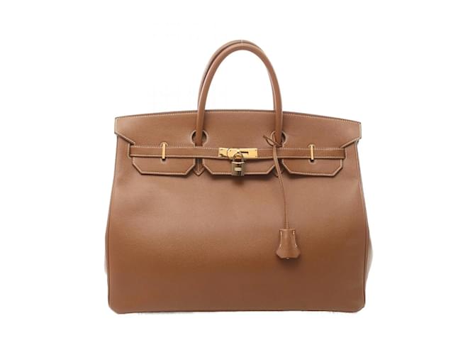 Hermès Hermes Birkin 40 Gold Handbag Brown Leather  ref.1525316