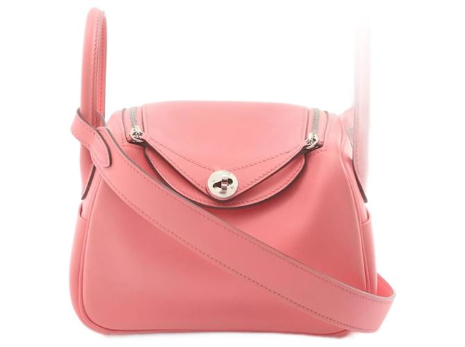 Hermès Bolso de Hombro Hermes Lindy Rose Azalee Rosa Cuero  ref.1525336