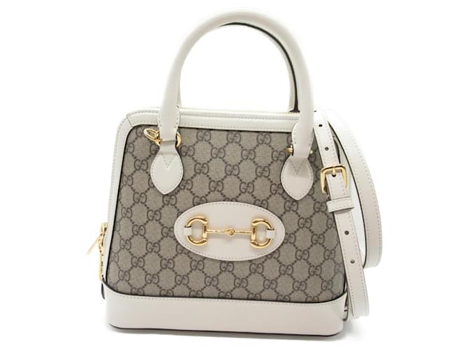 Bolso de Hombro Gucci 2 en 1 Blanco Beige Cuero Lienzo  ref.1525374