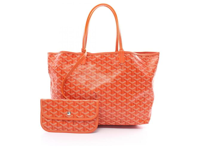 Bolsa Tote Goyard Saint Louis PM Preto Branco Laranja Couro Lona  ref.1525375