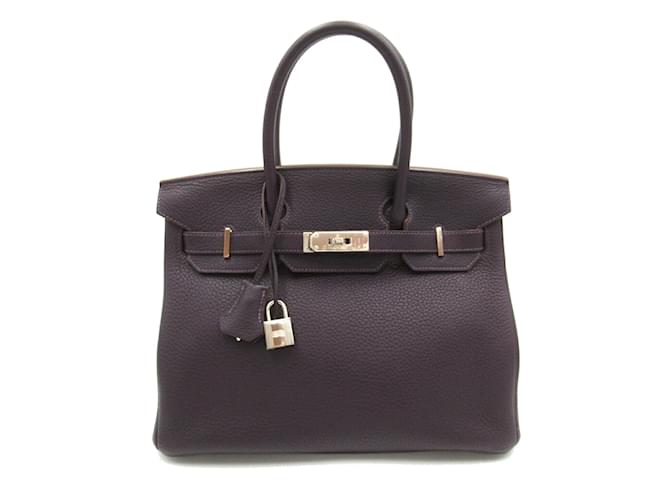 Hermès Bolsa Hermes Birkin 30 na cor Cassis Purple Roxo Roxo escuro Couro  ref.1525383