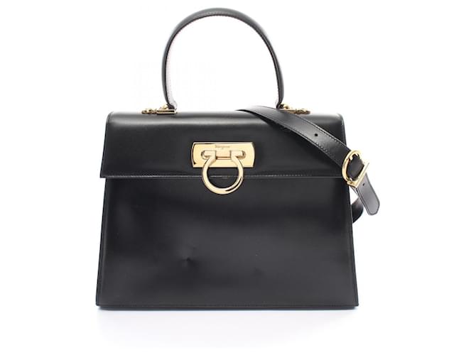 Bolsa Gancini da Salvatore Ferragamo Preto Couro  ref.1525389