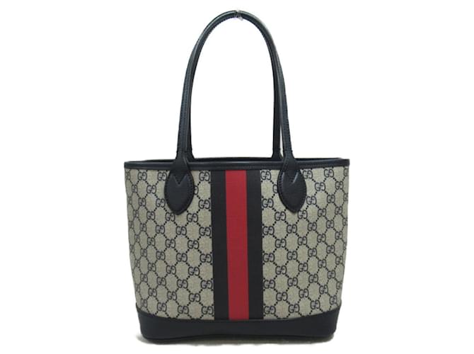 Sac fourre-tout en toile GG Gucci en cuir Noir Beige  ref.1525404